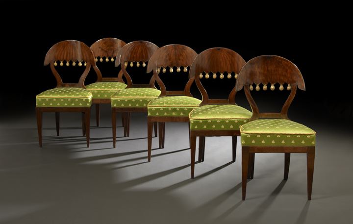 Appraisal: Elegant Suite of Six Russian Mahogany Balloon-Back Dining Chairs first