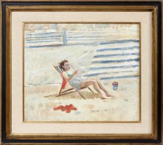 Appraisal: ALEXANDRE DENONNE OIL ON CANVAS WOMAN ON BEACH ALEXANDRE DENONNE