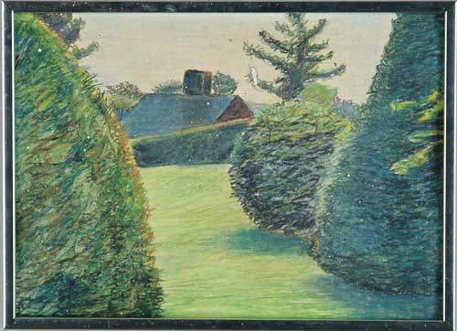 Appraisal: PETER WISE American th Century SCULPTURED LAWN Crayon on paper