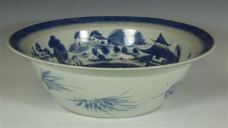 Appraisal: A large th century Chinese export blue painted bowl of