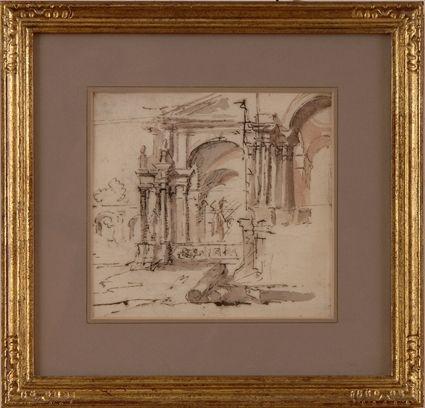 Appraisal: ITALIAN SCHOOL ARCHITECTURAL SKETCH Circle of Francesco Guardi ink on