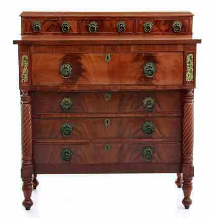 Appraisal: New England Classical mahogany chest of drawers circa rectangular top