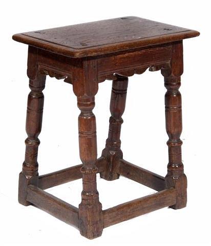 Appraisal: A TH CENTURY OAK RECTANGULAR JOINT STOOL with moulded edge