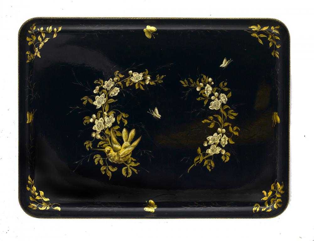 Appraisal: A VICTORIAN PAPIER M CH TEA TRAY painted in shades