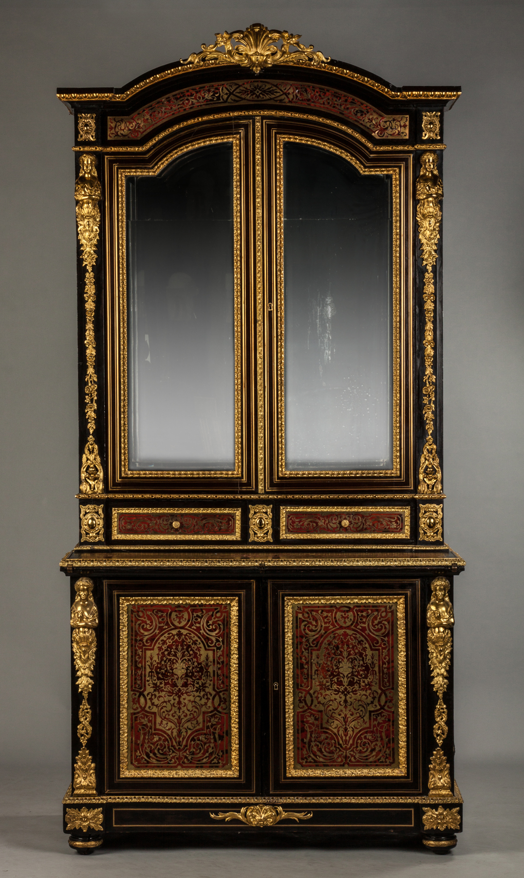 Appraisal: Boulle and Ebonized Secretary with Gilt Bronze Brass Inlay th