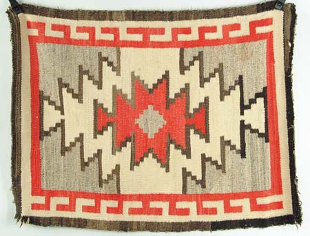 Appraisal: THREE NAVAJO RUGS Each with different geometric design having colors