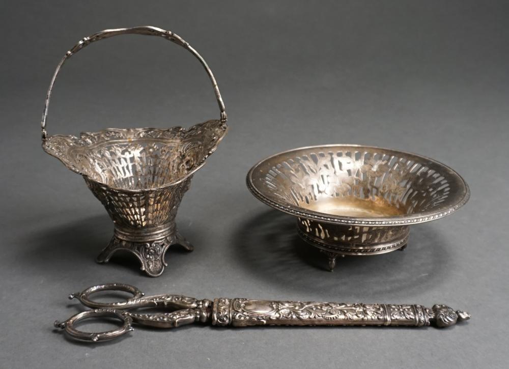 Appraisal: -Silver Basket a Dominick and Haff Sterling Mounted Scissors and