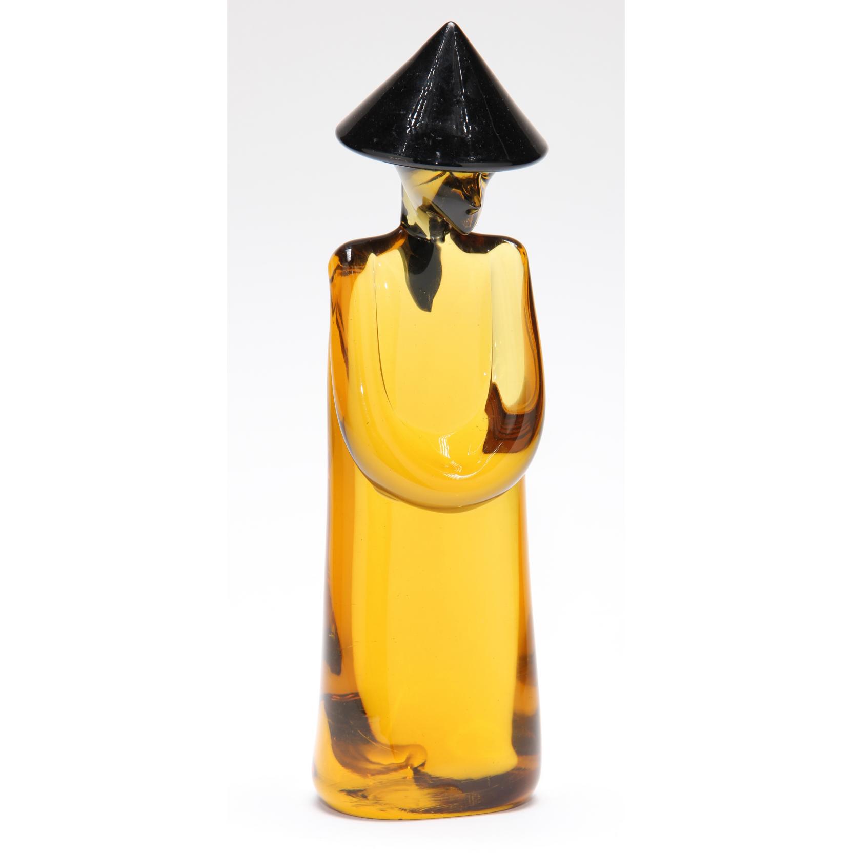 Appraisal: Archimede Seguso Glass Figure circa s black and amber glass