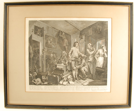 Appraisal: Five Framed Hogarth Engravings plate stamped pages from a folio