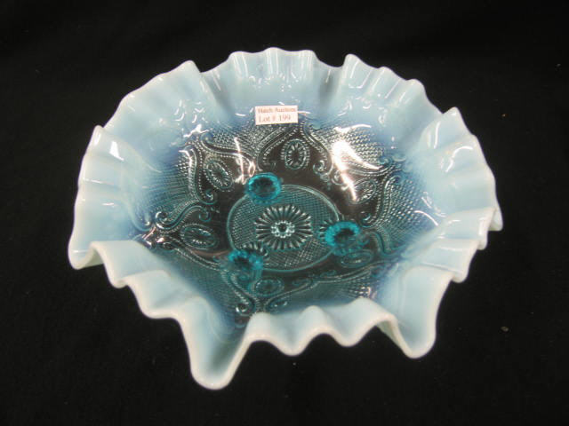 Appraisal: Victorian Blue Opalescent Art Glass Bowl footed