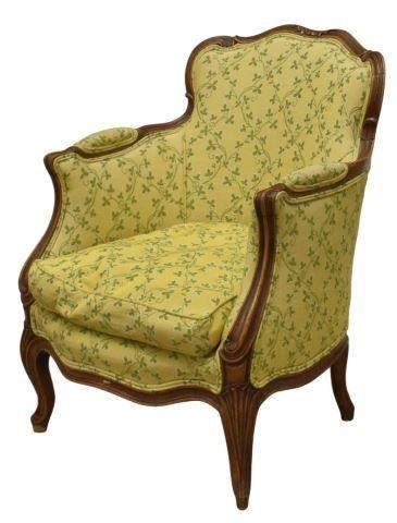 Appraisal: French Louis XV style armchair early th c walnut frame