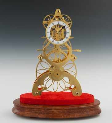 Appraisal: A Large Skeleton Clock th Century Bright polished brass skeleton