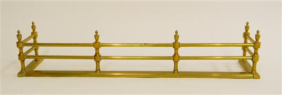 Appraisal: Brass fireplace fender with rectangular shape cylindrical dowels connected by