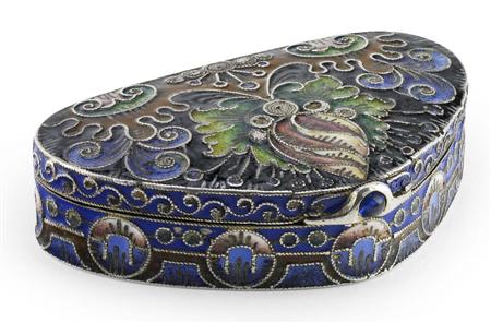 Appraisal: A Faberg silver-gilt and shaded cloisonn enamel pill box Workmaster