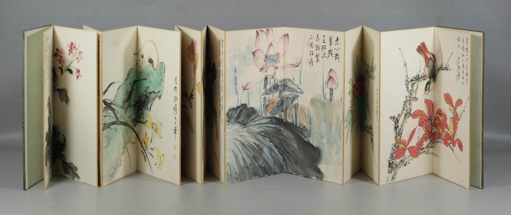 Appraisal: Japanese book of watercolors depicting birds flowers fruit and more