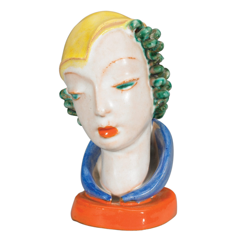 Appraisal: Goldscheider Miniature Bust of a Young Woman s printed and