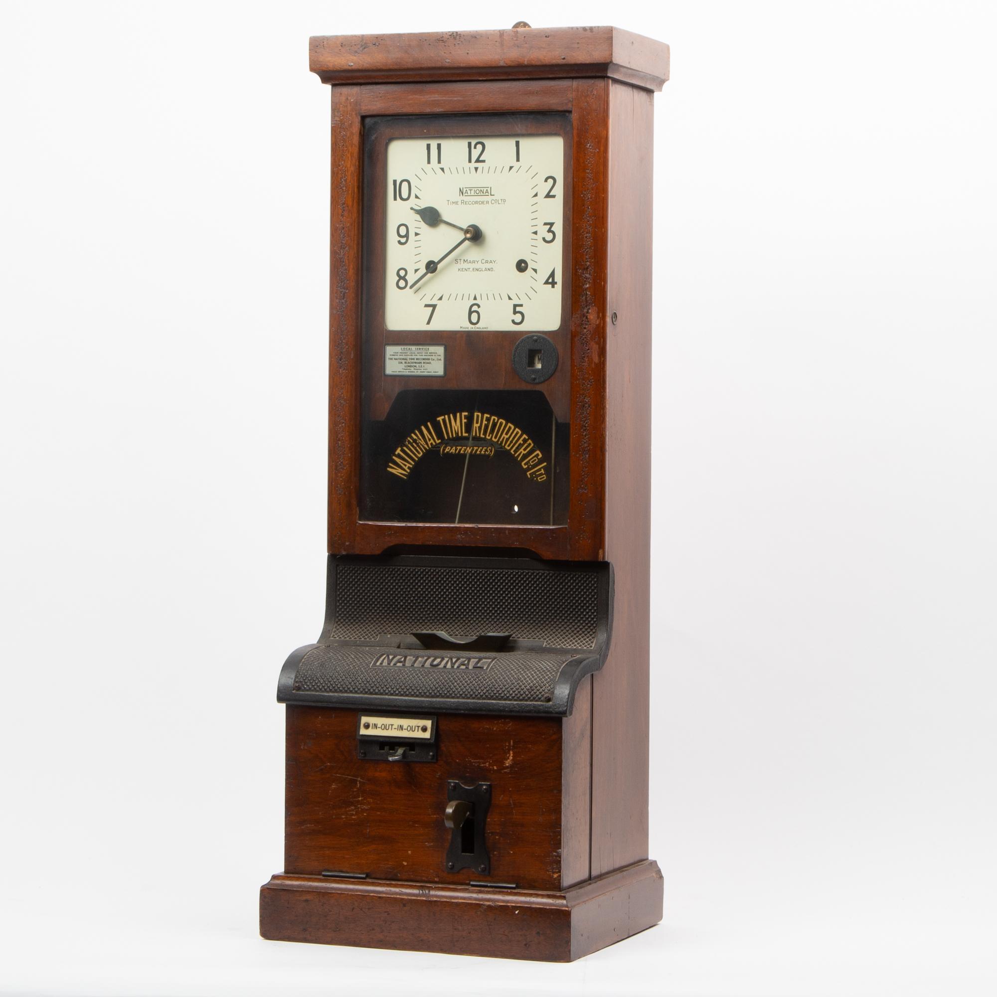 Appraisal: NATIONAL TIME RECORDER ANTIQUE ENGLISH TIME CLOCK A National Time