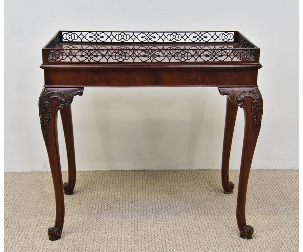 Appraisal: Chippendale Style Tea Table Chippendale style rectangular mahogany tea table