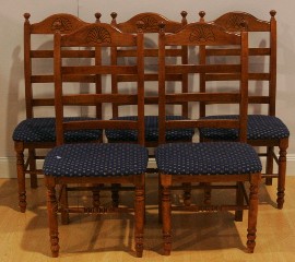 Appraisal: A set of six stained maple ladderback chairs ensuite with