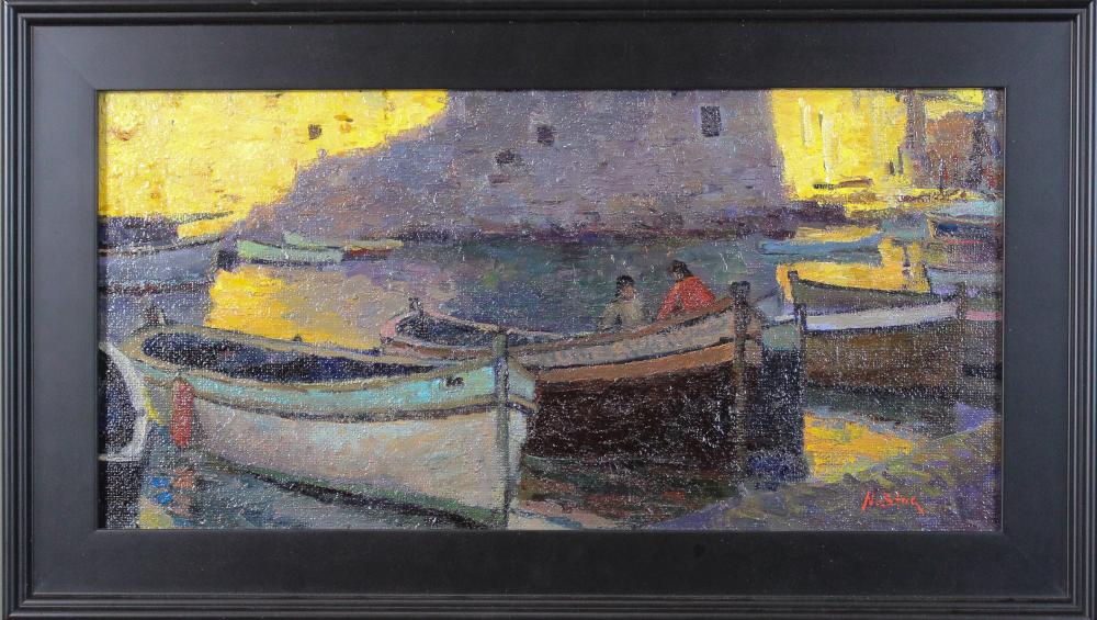 Appraisal: NICK STOQ United States st century oil onboard Venice canal