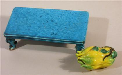 Appraisal: Chinese turquoise glazed porcelain table model and citron model qing