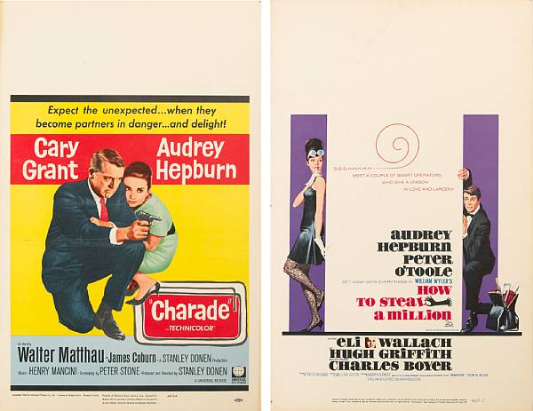 Appraisal: Two Audrey Hepburn window cards Charade Universal condition A- How