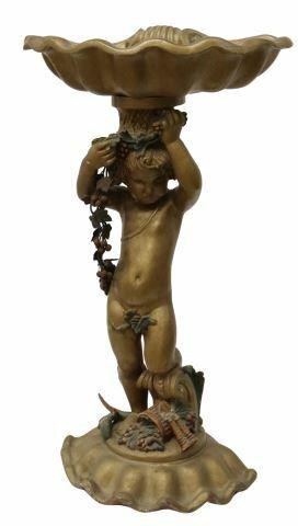 Appraisal: Italian figural pedestal late th c gilt and polychrome painted