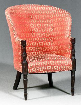 Appraisal: Federal carved barrel back chair mahogany finely carved and reeded