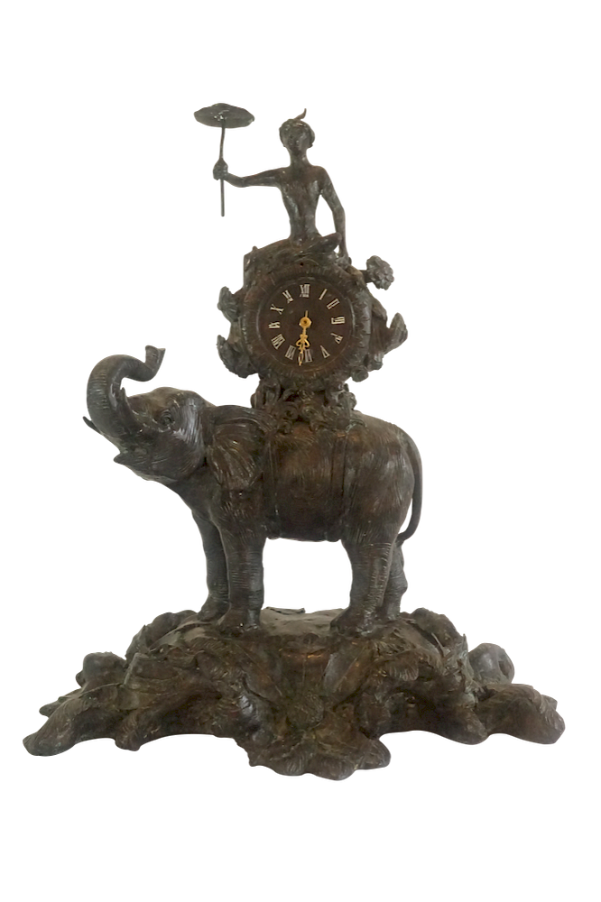 Appraisal: Louis XV Style Bronze Elephant Clock Lot Louis XV Style