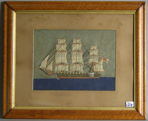 Appraisal: English woolwork ship portrait late th c x