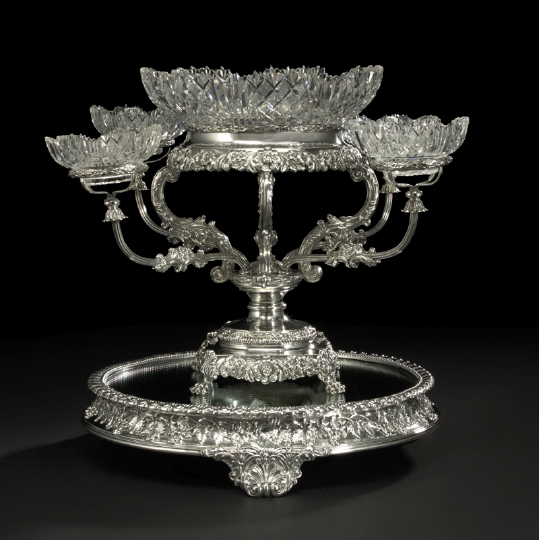 Appraisal: Victorian Silverplate Epergne second quarter th century featuring a large