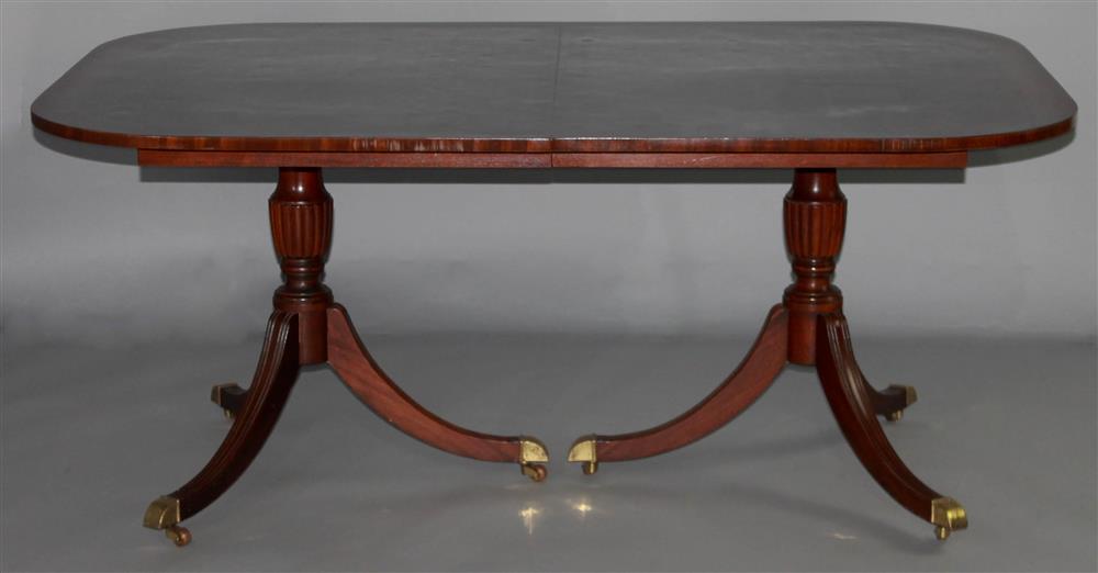 Appraisal: COUNCIL CRAFTSMAN MAHOGANY TWO PEDESTAL DINING TABLE WITH THREE LEAVES