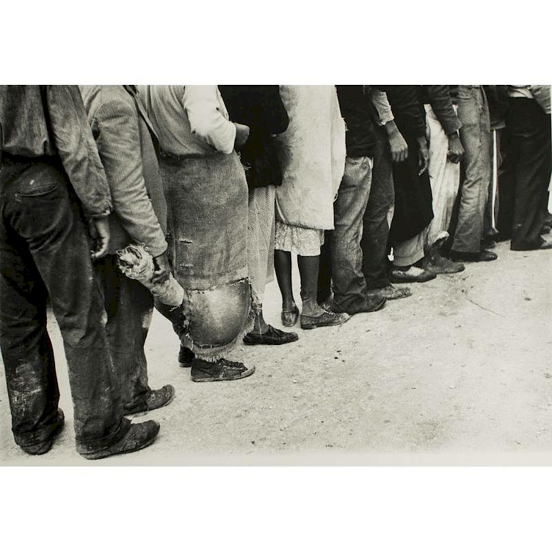 Appraisal: Marion Post Wolcott Photograph Migrants Waiting in Line Unframed Marion