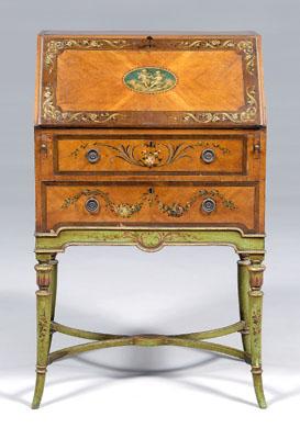 Appraisal: Adam style paint decorated lady s desk with satinwood and