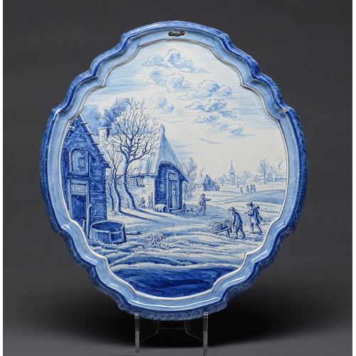 Appraisal: A Dutch delftware blue and white wall plaque in integral