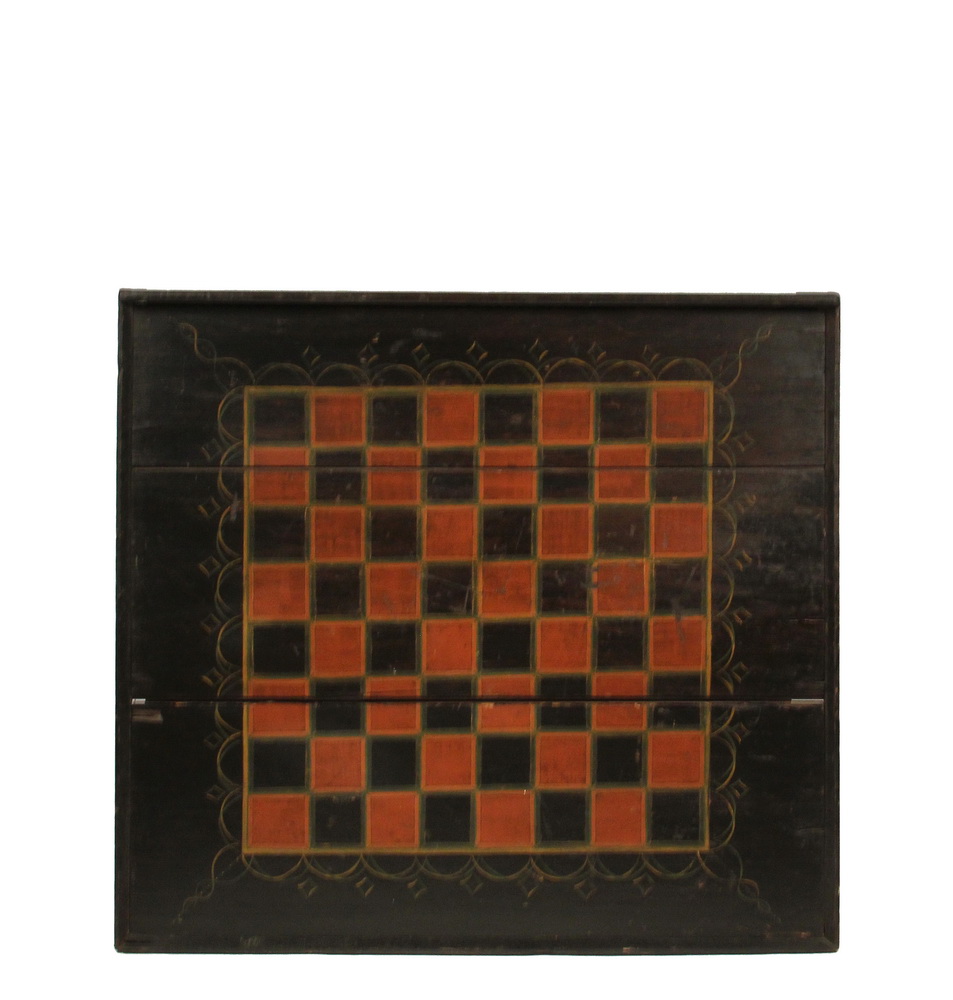 Appraisal: OVERSIZED GAME BOARD - Folk Art Competition Checkerboard in painted