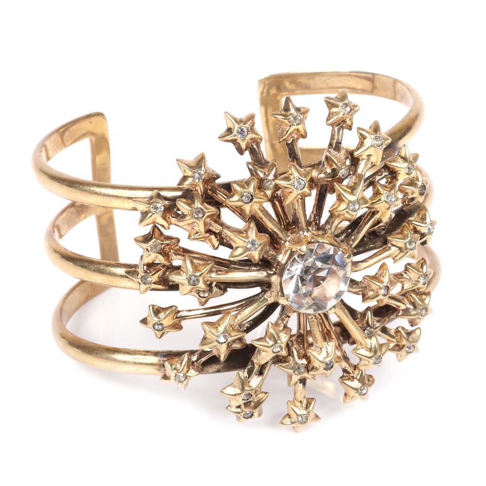 Appraisal: NETTIE ROSENSTEIN STERLING AND GOLD VERMEIL CAGE CUFF BRACELET WITH