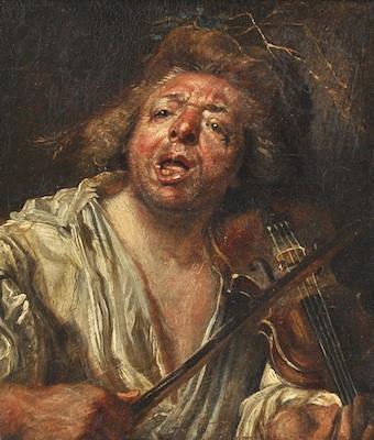 Appraisal: Continental School ca th Century Man Playing A Violin Oil