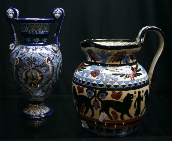 Appraisal: A polychrome painted Italian twin handled urn by Ginori together