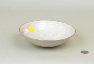 Appraisal: Chinese Glazed Porcelain Qingbai Molded Bowl Chinese glazed porcelain Qingbai