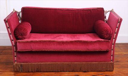 Appraisal: KNOLE SETTEE WITH PLUSH UPHOLSTERY The rectangular back with cushion