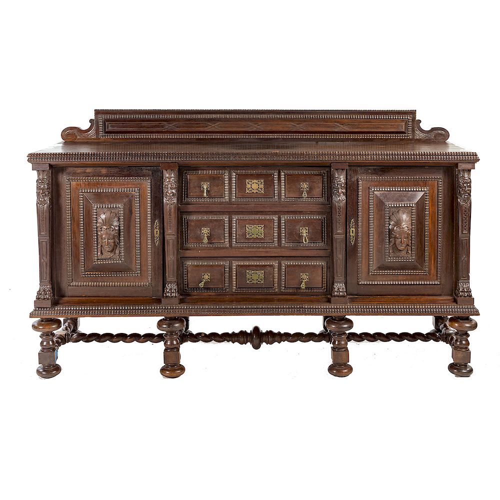 Appraisal: Portuguese carved acacia sideboard late th earl th century in