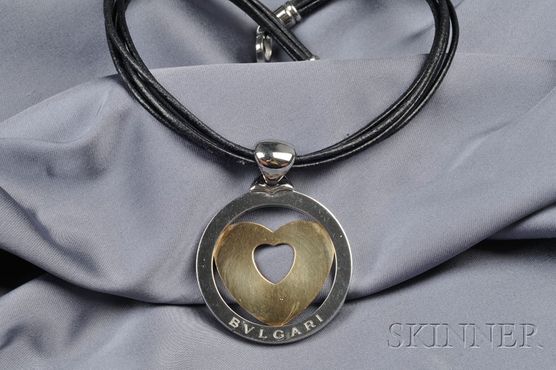 Appraisal: Stainless Steel and kt Gold Pendant Bulgari designed as a