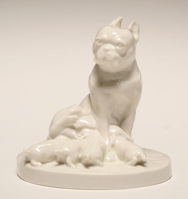 Appraisal: Schwarzenberg German porcelain dog figure early th century Boston Terrier