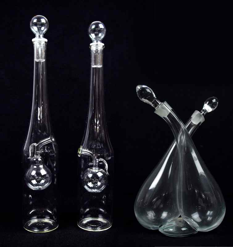 Appraisal: STEUBEN GLASS CRUETS SOLD WITH BLOWN GLASS CRUETS To include