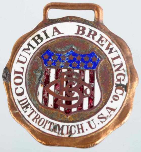 Appraisal: Columbia Brewing Co Enameled U S A Shield Fob Detroit