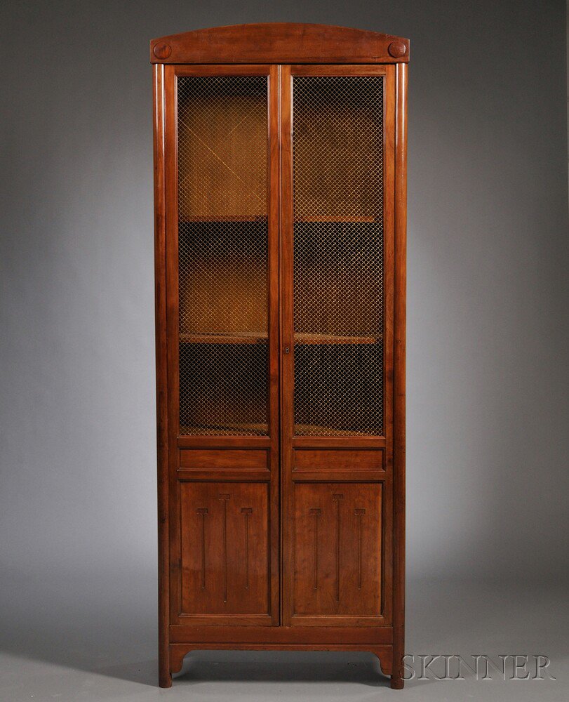 Appraisal: German Jugendstil Cherry and Hardwood Bookcase late th century with