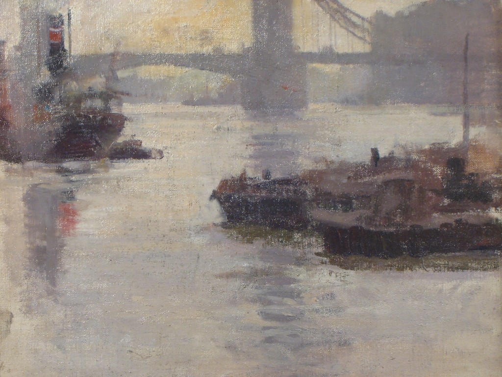 Appraisal: CIRCLE OF EDWIN FLETCHER Tugs and Barges on The Thames