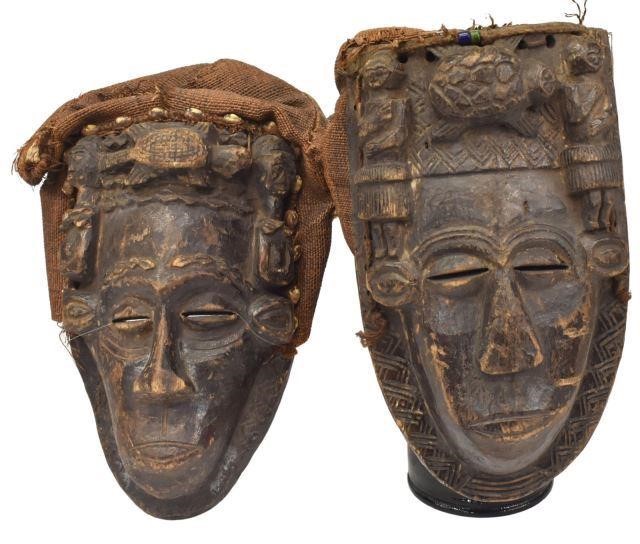 Appraisal: lot of Carved African wood masks possibly from the Kuba