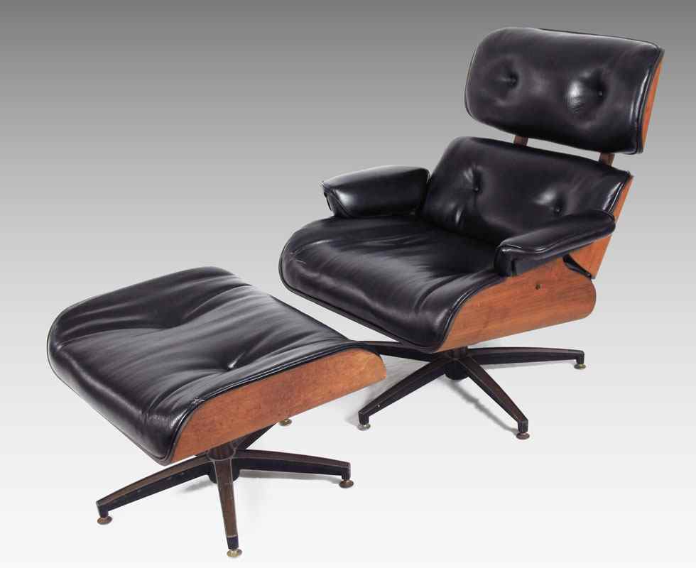 Appraisal: EAMES STYLE CHARLESTON LOUNGE CHAIR WITH OTTOMAN In the Eames